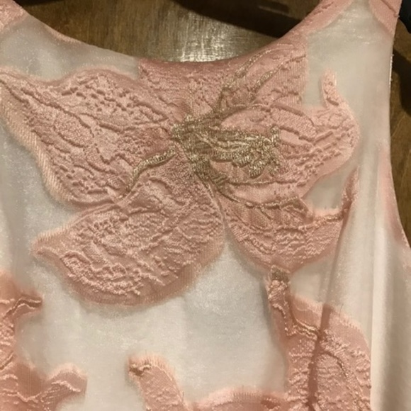 Tahari Sleeveless Embroidered Peach Dress, NWT - Picture 6 of 6